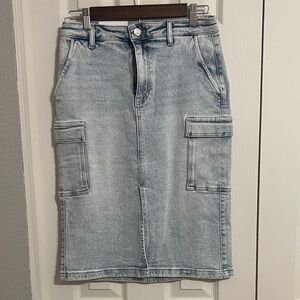 Light Wash Denim Skirt with Slit